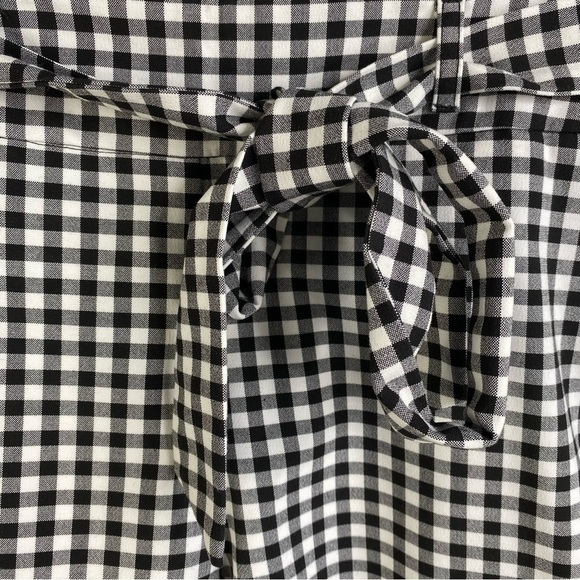 Zara black white gingham speck paper bag tie front shorts size M - Picture 5 of 10